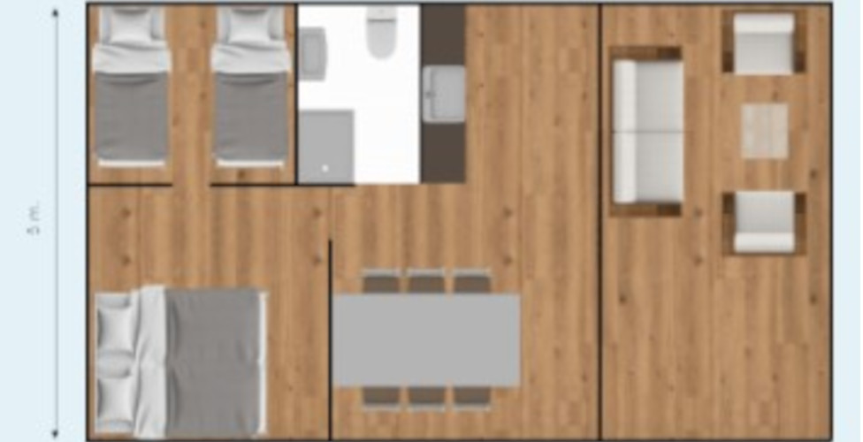 Woody 35 Lodge Tent, available for rent at Le Léhan campsite in Brittany, Finistère, by the sea